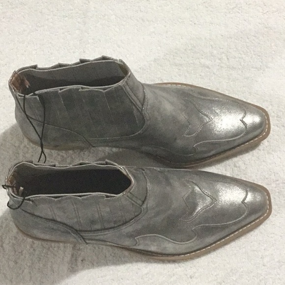 Silver Western Ankle Boots - Picture 2 of 7
